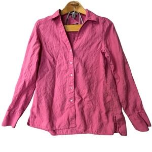 Talbot's Pure Irish Linen Button Down‎ Shirt Pink Summer Classic Sz 10